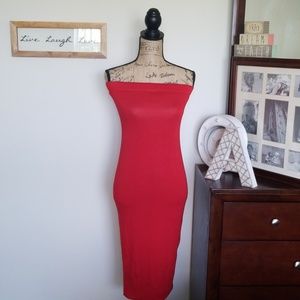 Red Bodycon Tube Top Dress
